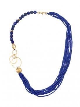 Necklace lapis lazuli beads silver