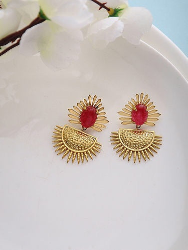 Spikes red quartz earrings