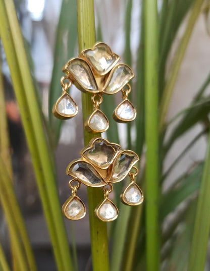 Jadau lotus drop earrings