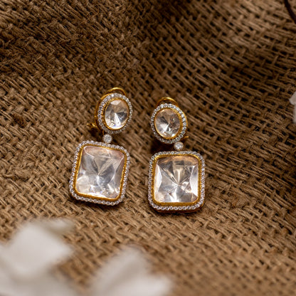 Moissanite oversize square earrings
