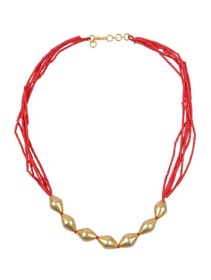 Necklace recon coral with silver beads