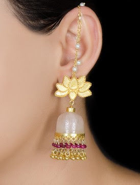 Rose quartz stone jhumka