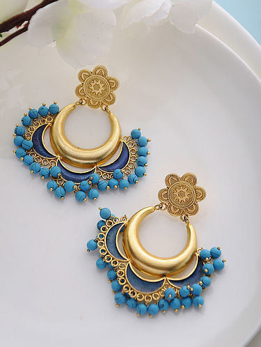 Turquoise chand hoops