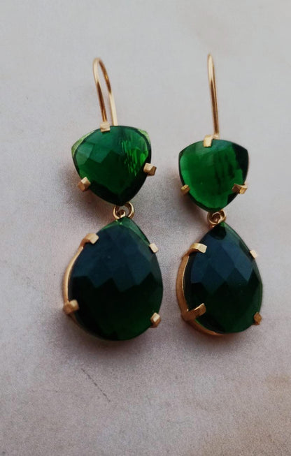 Green trillion earrings