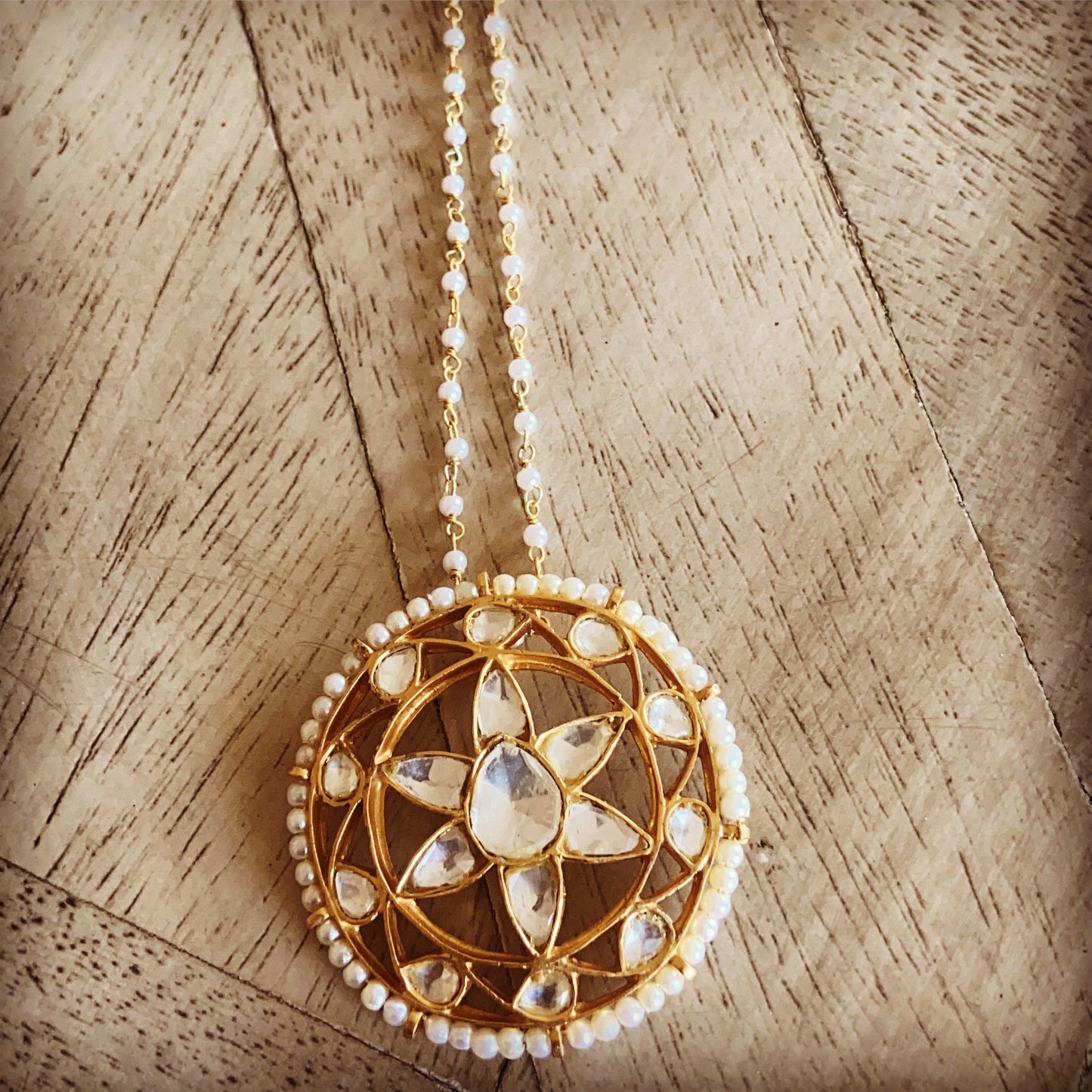 Jadau phool pendent chain