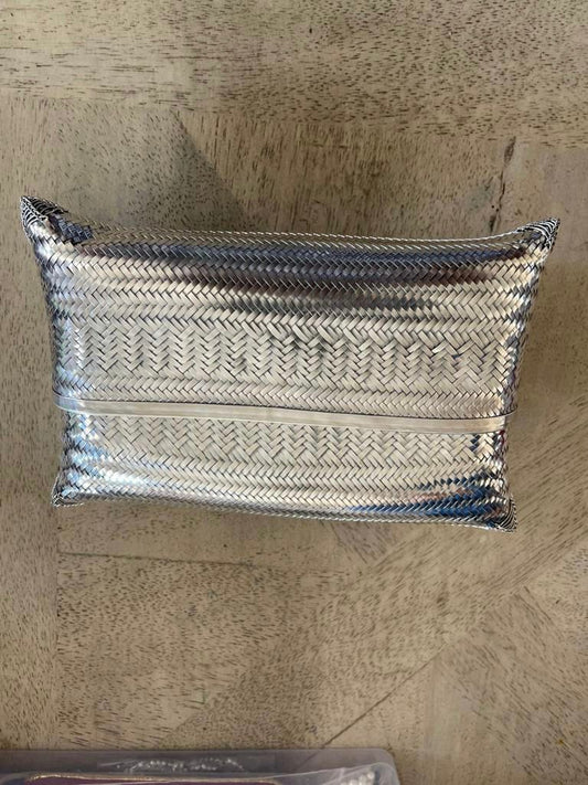 Silver clutch bag